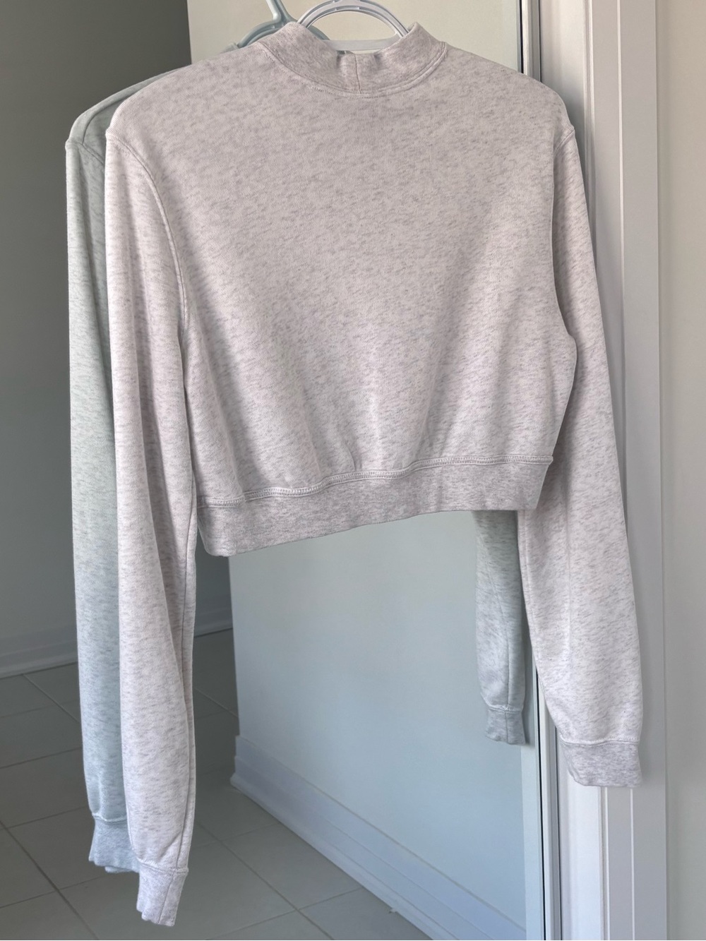 Nike Cropped Crewneck Sweatshirt in Light Grey - Picture 2 of 9